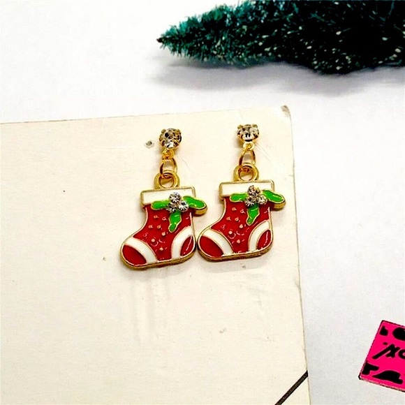Red Christmas Boots Earrings - Picture 2 of 3